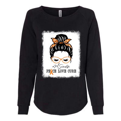 Peace Love Cure Niece Messy Bun Multiple Sclerosis Gift Womens California Wash Sweatshirt