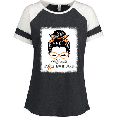 Peace Love Cure Niece Messy Bun Multiple Sclerosis Gift Enza Ladies Jersey Colorblock Tee