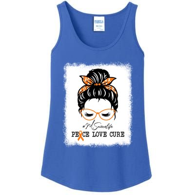 Peace Love Cure Niece Messy Bun Multiple Sclerosis Gift Ladies Essential Tank