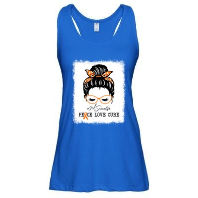 Peace Love Cure Niece Messy Bun Multiple Sclerosis Gift Ladies Essential Flowy Tank