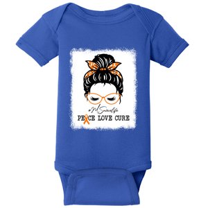 Peace Love Cure Niece Messy Bun Multiple Sclerosis Gift Baby Bodysuit