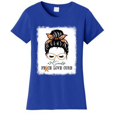 Peace Love Cure Niece Messy Bun Multiple Sclerosis Gift Women's T-Shirt