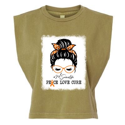 Peace Love Cure Niece Messy Bun Multiple Sclerosis Gift Garment-Dyed Women's Muscle Tee