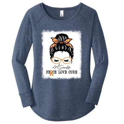 Peace Love Cure Niece Messy Bun Multiple Sclerosis Gift Women's Perfect Tri Tunic Long Sleeve Shirt