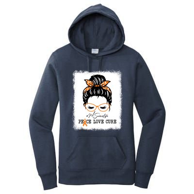 Peace Love Cure Niece Messy Bun Multiple Sclerosis Gift Women's Pullover Hoodie