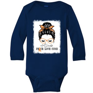 Peace Love Cure Niece Messy Bun Multiple Sclerosis Gift Baby Long Sleeve Bodysuit