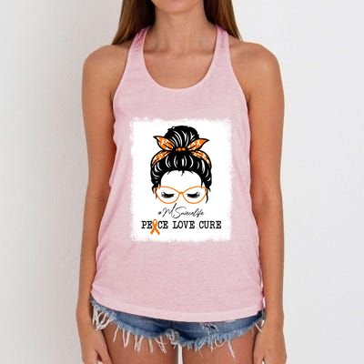 Peace Love Cure Niece Messy Bun Multiple Sclerosis Gift Women's Knotted Racerback Tank