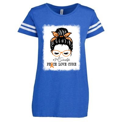 Peace Love Cure Niece Messy Bun Multiple Sclerosis Gift Enza Ladies Jersey Football T-Shirt