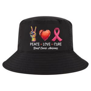 Peace Love Cure Breast Cancer Awareness Funny Gift Cool Comfort Performance Bucket Hat