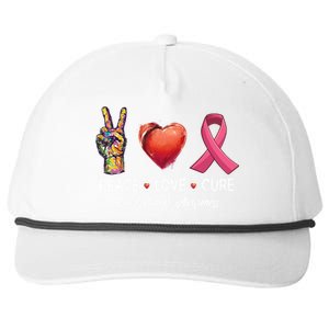 Peace Love Cure Breast Cancer Awareness Funny Gift Snapback Five-Panel Rope Hat