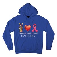 Peace Love Cure Breast Cancer Awareness Funny Gift Hoodie