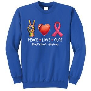 Peace Love Cure Breast Cancer Awareness Funny Gift Sweatshirt