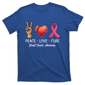 Peace Love Cure Breast Cancer Awareness Funny Gift T-Shirt