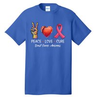 Peace Love Cure Breast Cancer Awareness Funny Gift Tall T-Shirt