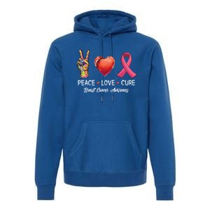 Peace Love Cure Breast Cancer Awareness Funny Gift Premium Hoodie