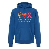 Peace Love Cure Breast Cancer Awareness Funny Gift Premium Hoodie