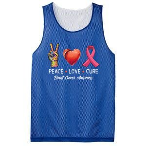 Peace Love Cure Breast Cancer Awareness Funny Gift Mesh Reversible Basketball Jersey Tank