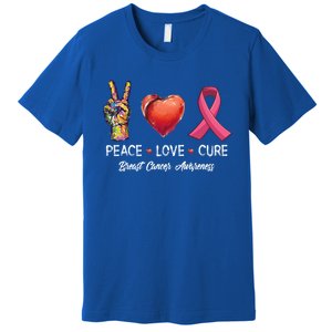 Peace Love Cure Breast Cancer Awareness Funny Gift Premium T-Shirt