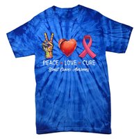 Peace Love Cure Breast Cancer Awareness Funny Gift Tie-Dye T-Shirt