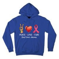 Peace Love Cure Breast Cancer Awareness Funny Gift Tall Hoodie