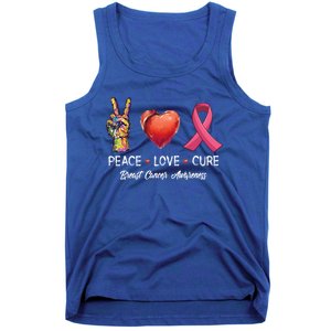 Peace Love Cure Breast Cancer Awareness Funny Gift Tank Top