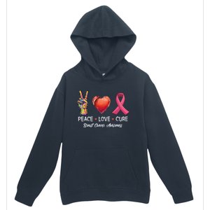 Peace Love Cure Breast Cancer Awareness Funny Gift Urban Pullover Hoodie