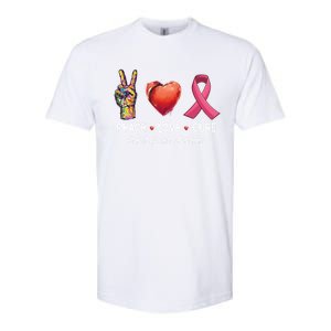 Peace Love Cure Breast Cancer Awareness Funny Gift Softstyle CVC T-Shirt