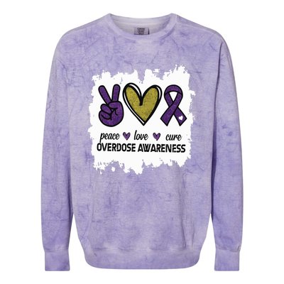 Peace Love Cure Overdose Awareness Colorblast Crewneck Sweatshirt