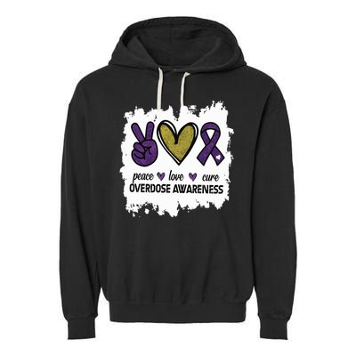 Peace Love Cure Overdose Awareness Garment-Dyed Fleece Hoodie