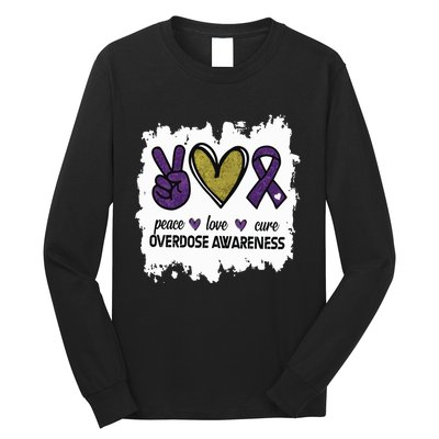 Peace Love Cure Overdose Awareness Long Sleeve Shirt