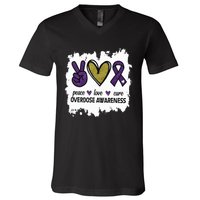 Peace Love Cure Overdose Awareness V-Neck T-Shirt