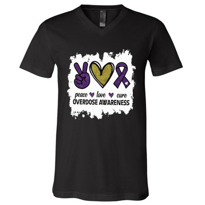 Peace Love Cure Overdose Awareness V-Neck T-Shirt