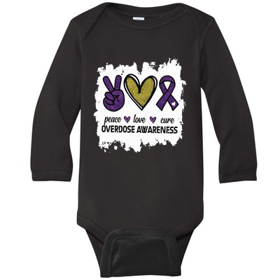 Peace Love Cure Overdose Awareness Baby Long Sleeve Bodysuit