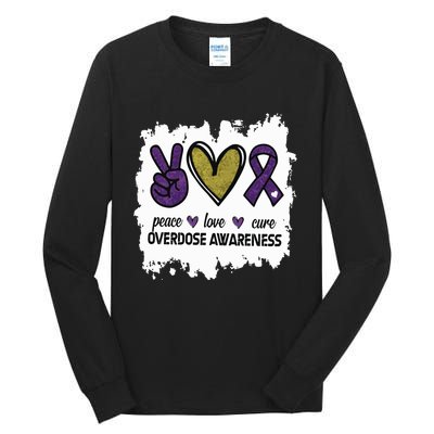 Peace Love Cure Overdose Awareness Tall Long Sleeve T-Shirt