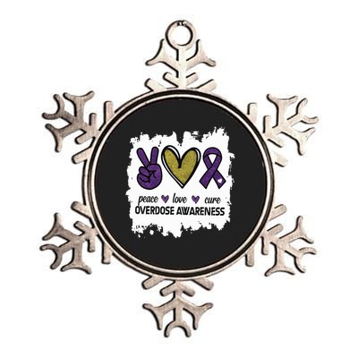 Peace Love Cure Overdose Awareness Metallic Star Ornament