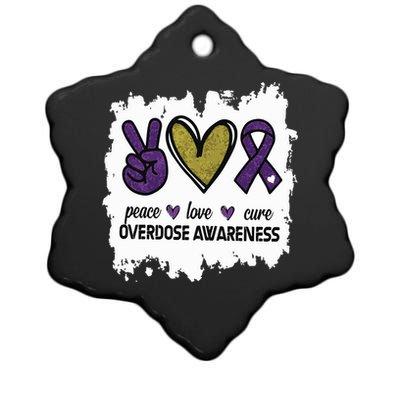 Peace Love Cure Overdose Awareness Ceramic Star Ornament