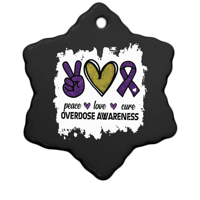 Peace Love Cure Overdose Awareness Ceramic Star Ornament