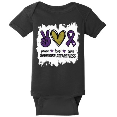 Peace Love Cure Overdose Awareness Baby Bodysuit