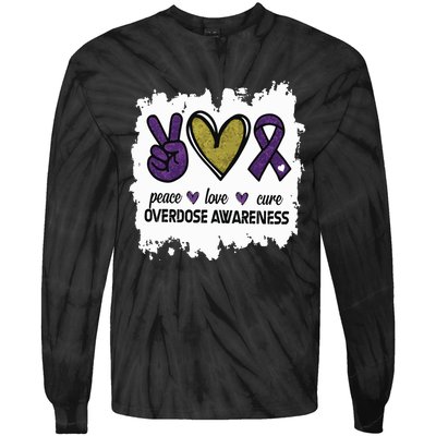 Peace Love Cure Overdose Awareness Tie-Dye Long Sleeve Shirt