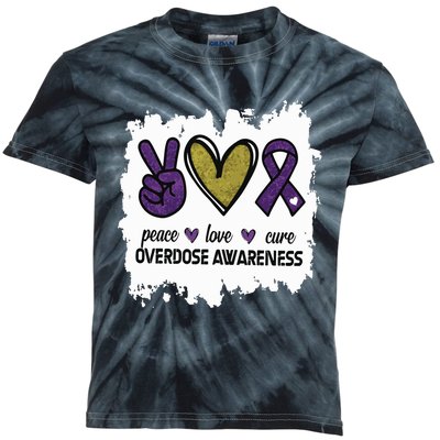 Peace Love Cure Overdose Awareness Kids Tie-Dye T-Shirt