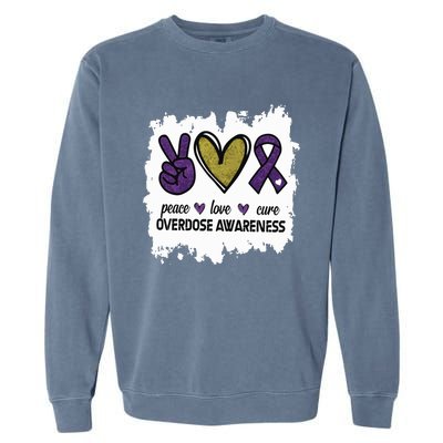 Peace Love Cure Overdose Awareness Garment-Dyed Sweatshirt