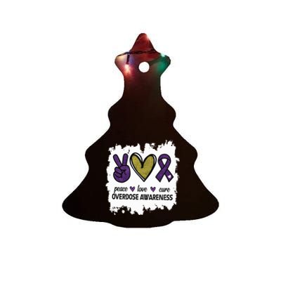 Peace Love Cure Overdose Awareness Ceramic Tree Ornament