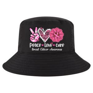 Peace Love Cure Daisy Pink Leopard Cancer Breast Butterfly Funny Gift Cool Comfort Performance Bucket Hat