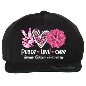 Peace Love Cure Daisy Pink Leopard Cancer Breast Butterfly Funny Gift Wool Snapback Cap