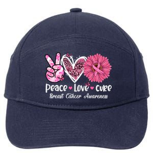 Peace Love Cure Daisy Pink Leopard Cancer Breast Butterfly Funny Gift 7-Panel Snapback Hat