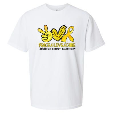 Peace Love Cure Golden Ribbon Childhood Cancer Awareness Sueded Cloud Jersey T-Shirt