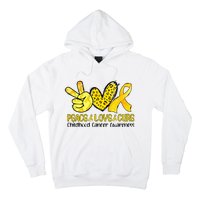 Peace Love Cure Golden Ribbon Childhood Cancer Awareness Hoodie