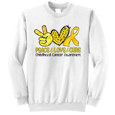 Peace Love Cure Golden Ribbon Childhood Cancer Awareness Sweatshirt