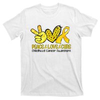 Peace Love Cure Golden Ribbon Childhood Cancer Awareness T-Shirt