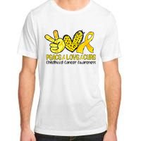 Peace Love Cure Golden Ribbon Childhood Cancer Awareness Adult ChromaSoft Performance T-Shirt